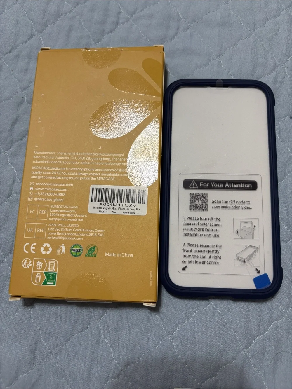 NIB Miracase Navy Blue iPhone Protective Case - iPhone 16 E Compatible